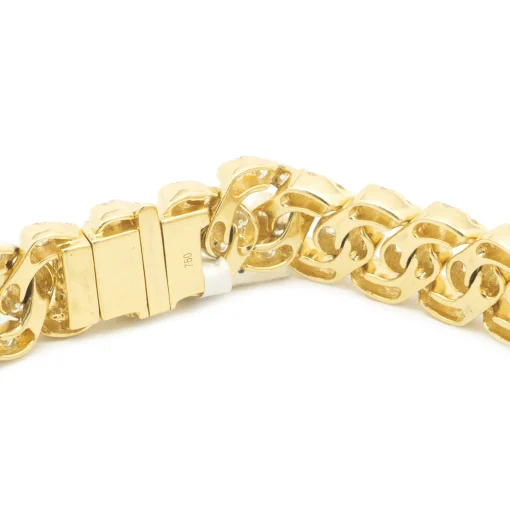 18 Karat Yellow Gold Diamond Cuban Link Bracelet