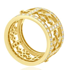 18 Karat Yellow Gold Diamond Cross Ring