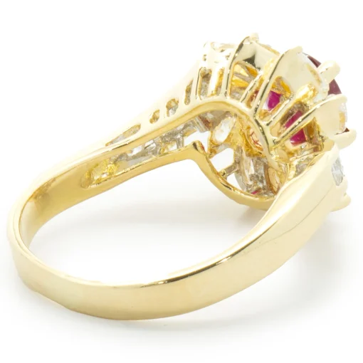 18 Karat Yellow Gold Diamond and Ruby Cocktail Ring