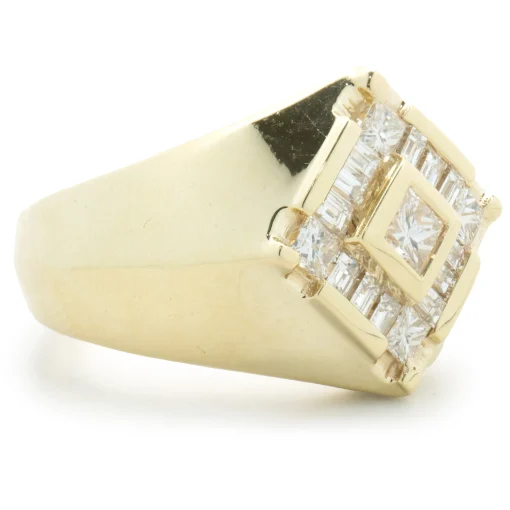 14 Karat Yellow Gold Diamond Signet Style Ring