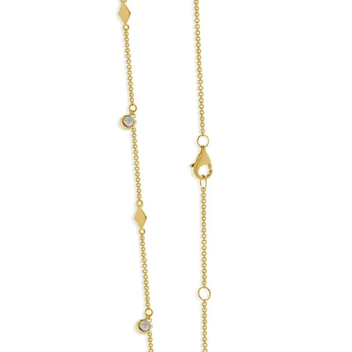 14 Karat Yellow Gold Diamond By The Yard Station Necklace