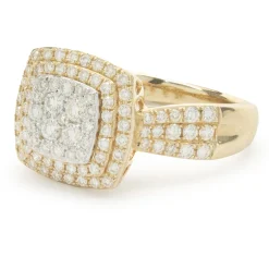 14 Karat Yellow Gold Diamond Cluster Ring