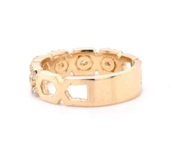 14 Karat Yellow Gold Diamond Weave Band