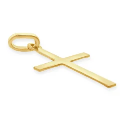 18 Karat Yellow Gold Diamond Cut Cross Pendant