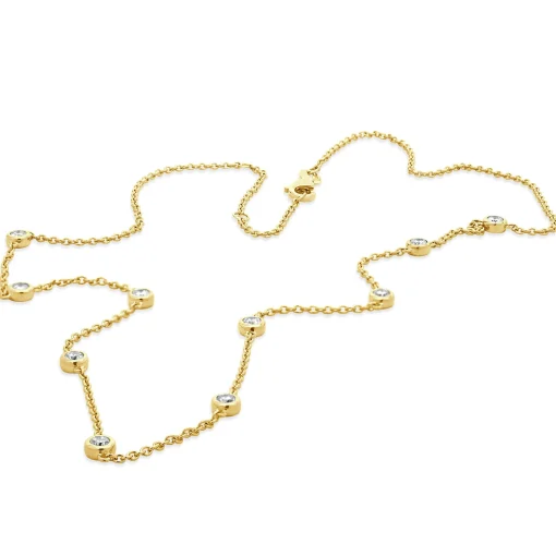 14 Karat Yellow Gold Diamond By The Yard Necklace