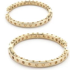 14 Karat Yellow Gold Diamond Inside Outside Hoop Earrings