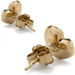 14 Karat Yellow Gold Diamond Heart Stud Earrings