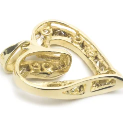 14 Karat Yellow Gold Diamond Channel Set Diamond Heart Pendant