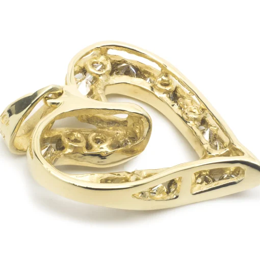 14 Karat Yellow Gold Diamond Channel Set Diamond Heart Pendant
