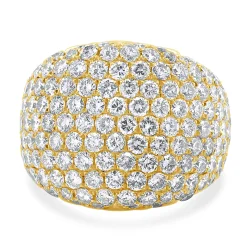 18 Karat Yellow Gold Domed Diamond Ring