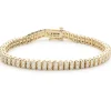 14 Karat Yellow Gold Double Row Diamond Tennis Bracelet