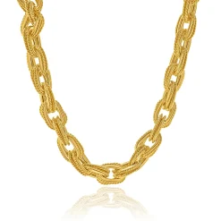 18 Karat Yellow Gold Double Oval Twisted Necklace