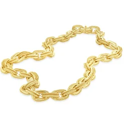 18 Karat Yellow Gold Double Oval Twisted Necklace