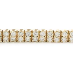 14 Karat Yellow Gold Double Row Diamond Tennis Bracelet