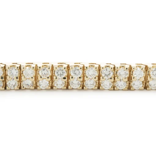 14 Karat Yellow Gold Double Row Diamond Tennis Bracelet