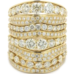 18 Karat Yellow Gold Eight Row Diamond Band