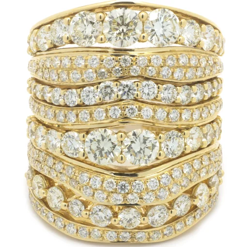 18 Karat Yellow Gold Eight Row Diamond Band