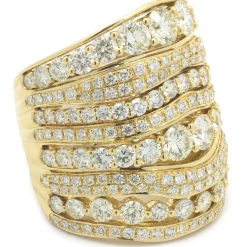 18 Karat Yellow Gold Eight Row Diamond Band