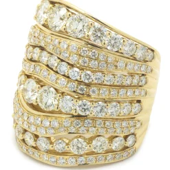 18 Karat Yellow Gold Eight Row Diamond Band