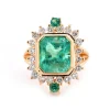 18 Karat Yellow Gold Emerald and Diamond Ring