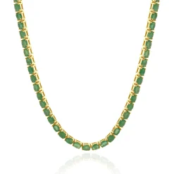 14 Karat Yellow Gold Emerald Inline Necklace