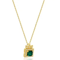 18 Karat Yellow Gold Emerald and Diamond Enhancer Necklace