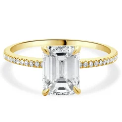 14 Karat Yellow Gold Emerald Cut Diamond Engagement Ring