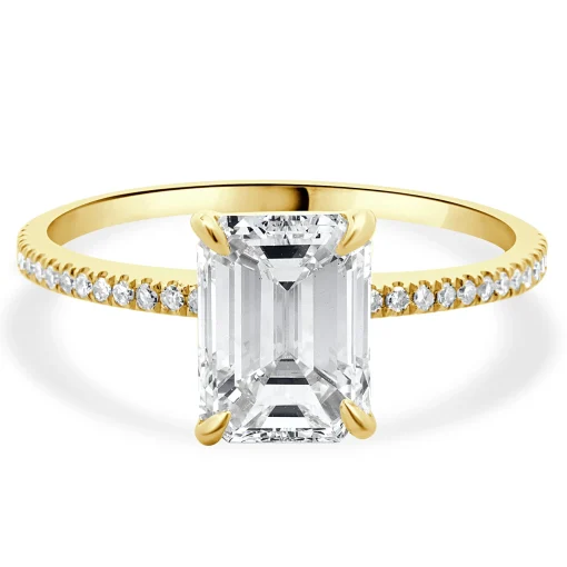 14 Karat Yellow Gold Emerald Cut Diamond Engagement Ring