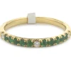 18 Karat Yellow Gold Emerald and Diamond Band