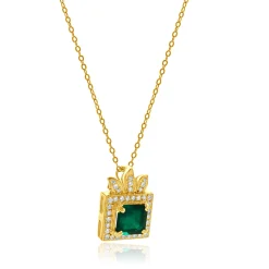 18 Karat Yellow Gold Emerald and Diamond Enhancer Necklace