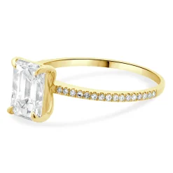 14 Karat Yellow Gold Emerald Cut Diamond Engagement Ring