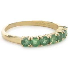 14 Karat Yellow Gold Emerald Band