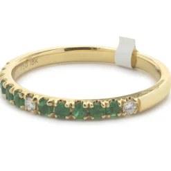 18 Karat Yellow Gold Emerald and Diamond Band