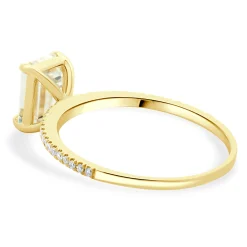14 Karat Yellow Gold Emerald Cut Diamond Engagement Ring