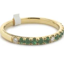 18 Karat Yellow Gold Emerald and Diamond Band