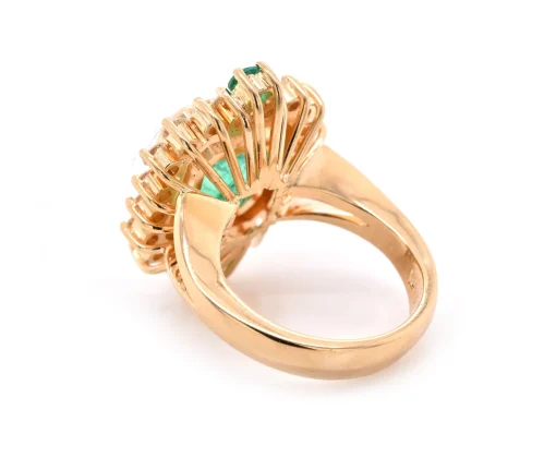 18 Karat Yellow Gold Emerald and Diamond Ring