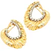 18 Karat Yellow Gold Faceted Ornate Diamond Oval Earrings