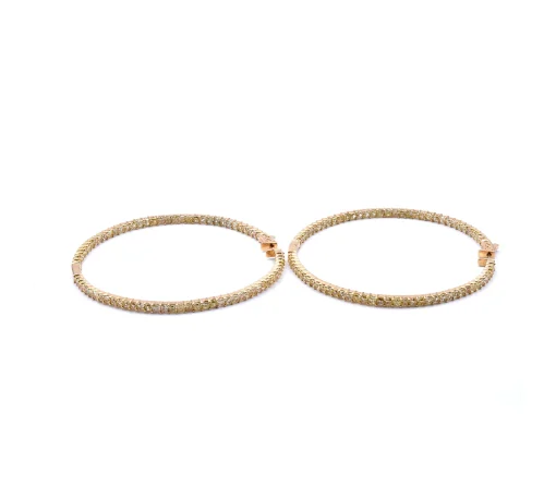 18 Karat Yellow Gold Fancy Yellow Diamond Hoop Earrings