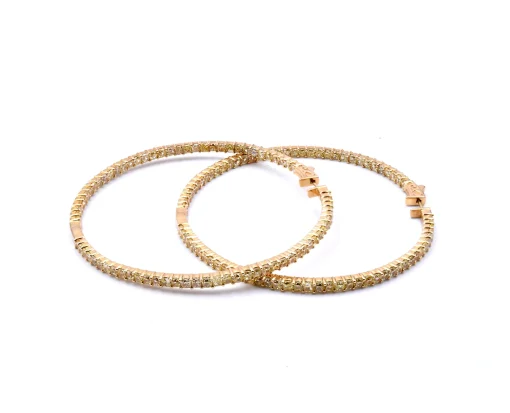 18 Karat Yellow Gold Fancy Yellow Diamond Hoop Earrings
