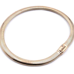 14 Karat Yellow Gold Flexible Omega Necklace with Diamonds