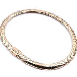 14 Karat Yellow Gold Flexible Omega Necklace with Diamonds