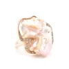 9 Karat Yellow Gold Free Form Mother of Pearl and Diamond Ring