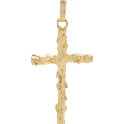 14 Karat Yellow Gold Freeform Cross Pendant