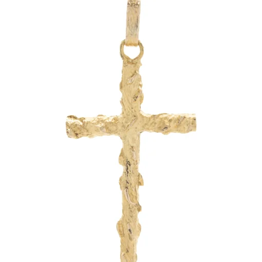 14 Karat Yellow Gold Freeform Cross Pendant