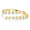 18 Karat Yellow Gold Graduated Baguette Diamond Bypass Ring