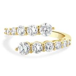 18 Karat Yellow Gold Graduated Diamond Bypass Ring