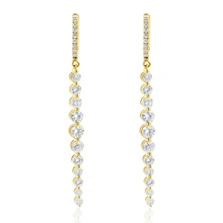 18 Karat Yellow Gold Graduated Diamond Inline Drop Earrings