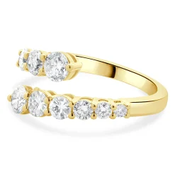 18 Karat Yellow Gold Graduated Diamond Bypass Ring