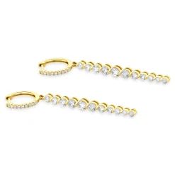 18 Karat Yellow Gold Graduated Diamond Inline Drop Earrings