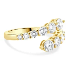 18 Karat Yellow Gold Graduated Diamond Bypass Ring
